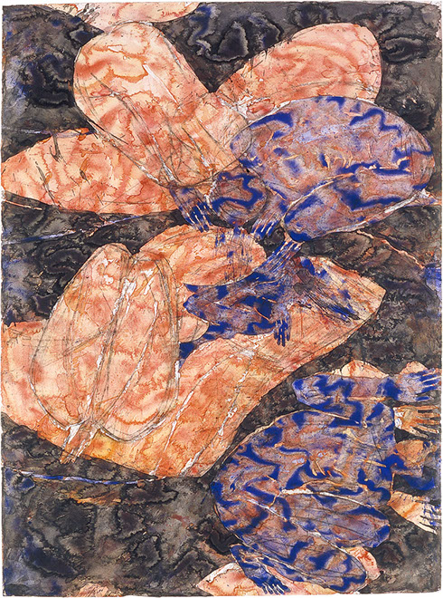 Ulrich Reimkasten, Couch 2, 1990, Pigmente Kirschgummi auf Bütten, 105 x 78 cm