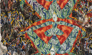 Ulrich Reimkasten, Genetische Kette III, 1991, Pigmente, Kirschgummi auf Bütten, 235 x 105 cm