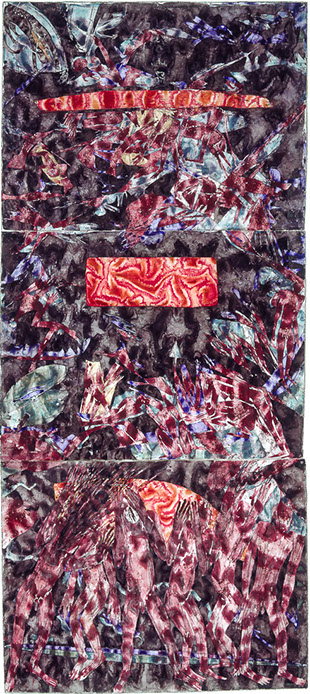 Ulrich Reimkasten, Traumgesicht , 1991, Pigmente, Kirschgummi auf Bütten, 235 x 105 cm