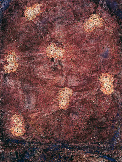 Ulrich Reimkasten, Formation Mühle 3, 1995, Pigmente, Kirschgummi auf Bütten, 105 x 78 cm, Formation Mühle [3/3], Repro: André Gessner