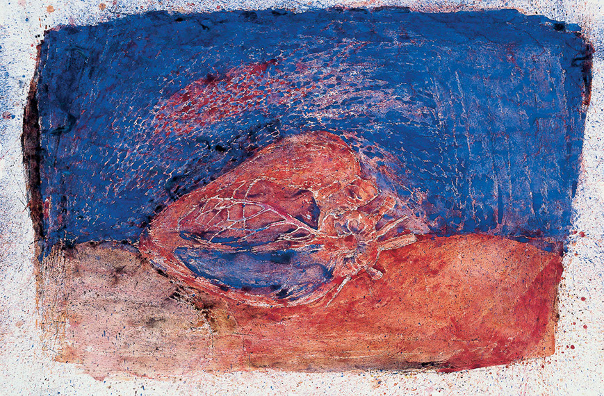 Ulrich Reimkasten, Herz am Strand, 1996, Pigmente, Kirschgummi auf Bütten von der Rolle, 101 x 154 cm, Repro: Susanne Mundt