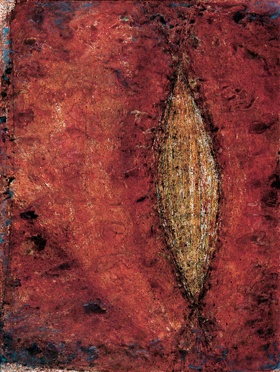 Ulrich Reimkasten, Spindel, 1996, Pigmente, Kirschgummi auf Bütten, 105 x 78 cm, Repro: André Gessner