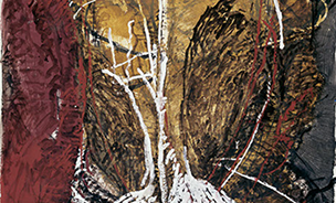 Ulrich Reimkasten, Kopf – paläolithisch I, 1997, Acryl, Leim auf Karton in Bögen, 280 x 198 cm, Repro: Susanne Mundt