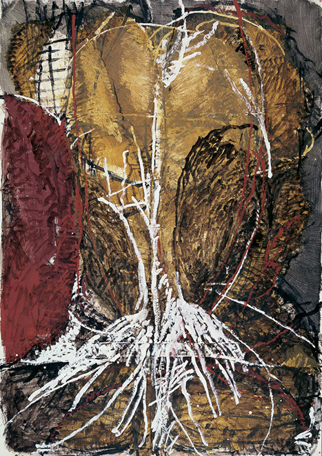 Ulrich Reimkasten, Kopf – paläolithisch I, 1997, Acryl, Leim auf Karton in Bögen, 280 x 198 cm, Repro: Susanne Mundt