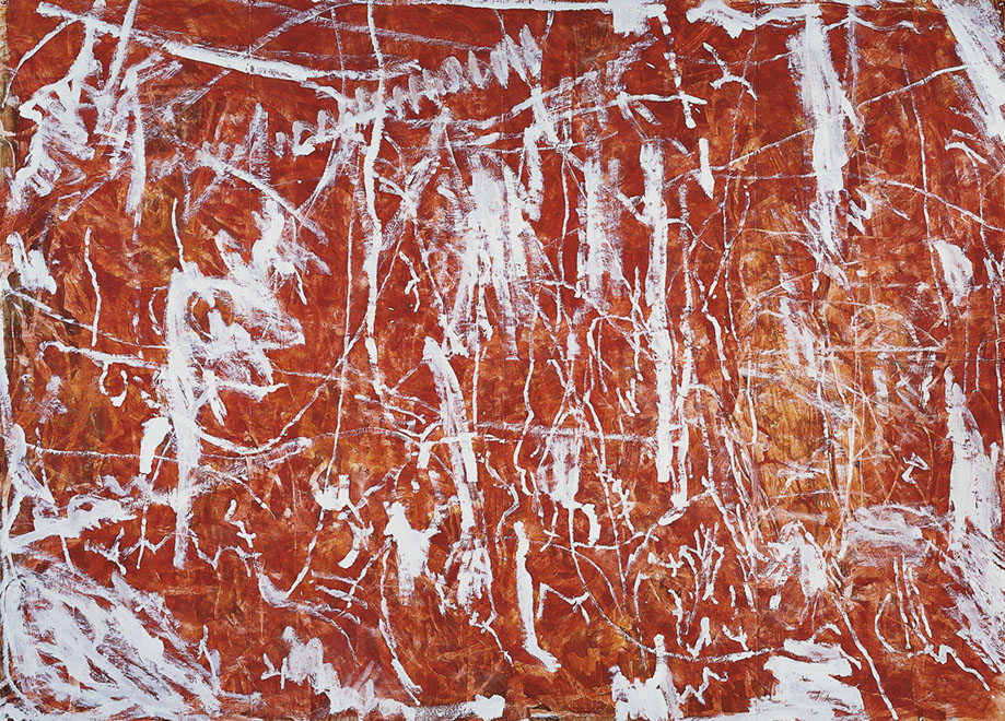 Ulrich Reimkasten, Wüste am Mittag, 1997, Pigmente, Deckweiß auf Karton in Bögen, 198 x 280 cm, Repro: André Gessner