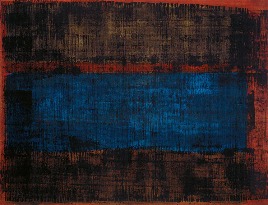 Ulrich Reimkasten, Der Block - Dunkler See, 2002, Pigmente, Acryl, Leim auf Jute, 205 x 268 cm, Klocksin [6/9], Repro: Thomas Richter