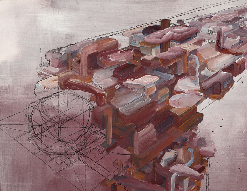 Ulrich Reimkasten, Menschmaschine, 2007, Pigmente, Acryl, Leim, Kohle auf Leinwand, 135 x 175 cm, Modell Civilisation [7/14], Repro: Joachim Blo