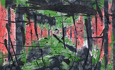 Ulrich Reimkasten, Waldlichtung, 2007, Pigmente, Acryl, Leim auf Leinwand, 170 x 280 cm, Ahnengeister [1/4], Repro: Joachim Blobel