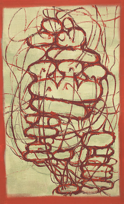 Ulrich Reimkasten, Granate Femme, 2008, Pigmente, Acryl, Leim auf Leinwand, 220 x 135 cm, Granate [2/6], Repro: Joachim Blobel