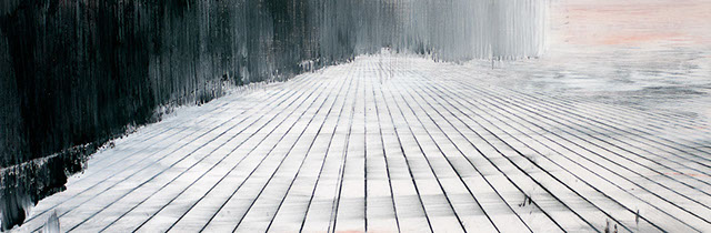 Ulrich Reimkasten, Schwarze Wand - Der Vorhang ist gefallen, 2008, Pigmente, Acryl, Leim, Kohle auf Leinwand, 70 x 210 cm, Natürliche Räume [4/4