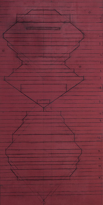 Ulrich Reimkasten, Wächter männlich, 2008, Pigmente, Acryl, Leim, Kohle auf Leinwand, 265 x 135 cm, UFO [1/5], Repro: Joachim Blobel