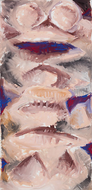 Ulrich Reimkasten, Frau glücklich – rechte Hälfte, 2009, Pigmente, Acryl, Leim auf Leinwand, 272 x 134 cm, Frauen [5/6], Repro: Joachim Blobel