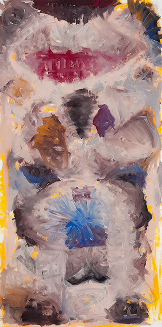 Ulrich Reimkasten, Magnetische Barbarin, 2009, Pigmente, Acryl, Leim auf Leinwand, 220 x 110 cm, Frauen [6/6], Repro: Joachim Blobel