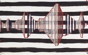 Ulrich Reimkasten, Scout II, 2009, Pigmente, Acryl, Leim auf Leinwand, 140 x 220 cm, UFO [5/5], Repro: Joachim Blobel