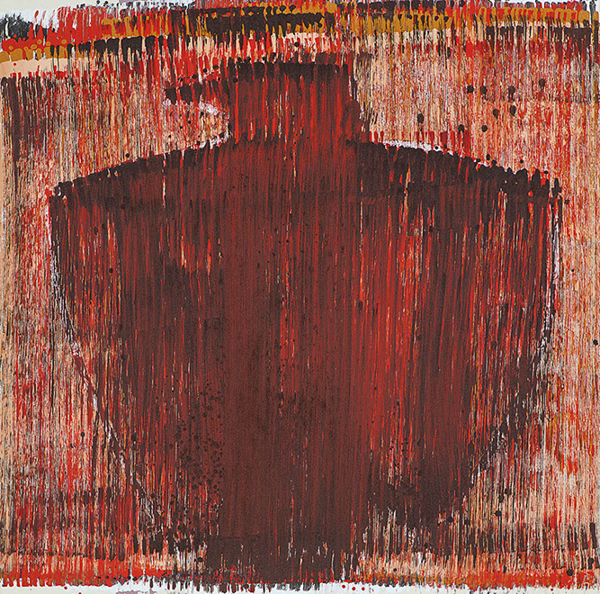 Ulrich Reimkasten, Geier, 2012, Pigmente, Acryl, Leim auf Leinwand, 140 x 140 cm, Gewebte Bilder [19/25], Repro: Joachim Blobel