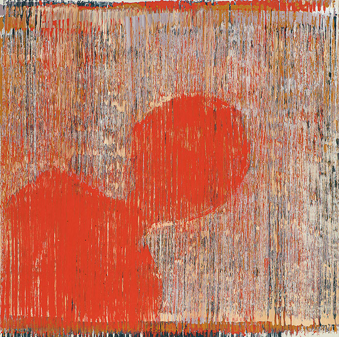 Ulrich Reimkasten, Kopf, 2012, Pigmente, Acryl, Leim auf Leinwand, 140 x 140 cm, Gewebte Bilder [21/25], Repro: Joachim Blobel