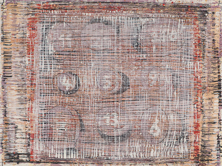 Ulrich Reimkasten, Zahlen, 2012, Pigmente, Acryl, Leim auf Leinwand, 105 x 140 cm, Gewebte Bilder [16/25], Repro: Joachim Blobel