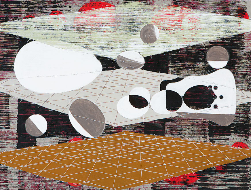 Ulrich Reimkasten, 2050, 2013, Pigmente, Acryl, Leim, Kreide auf Leinwand, 140 x 185 cm, morgen ist Heute gestern [2/3], Repro: Joachim Blobel