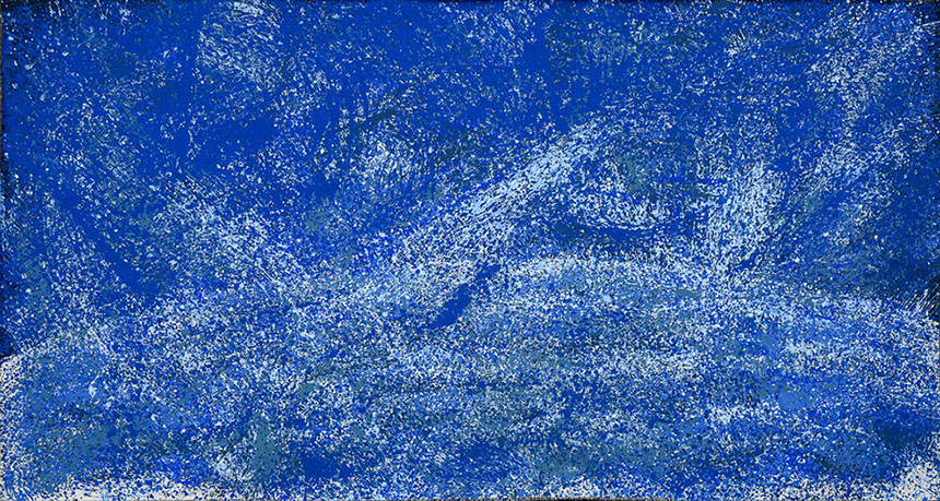 Ulrich Reimkasten, Blaue Sonne IV, 2014, Pigmente, Acryl, Leim auf Jute,  x 410 cm, Blaue Sonnen [2/2], Repro: 