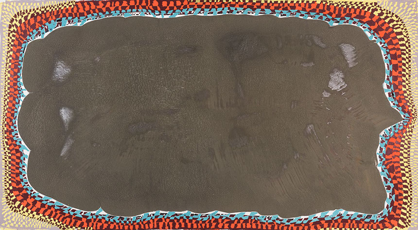 Ulrich Reimkasten, Biometrie, 2015, Pigmente, Acryl, Leim auf Leinwand, 160 x 290 cm, Repro: Jule Roehr