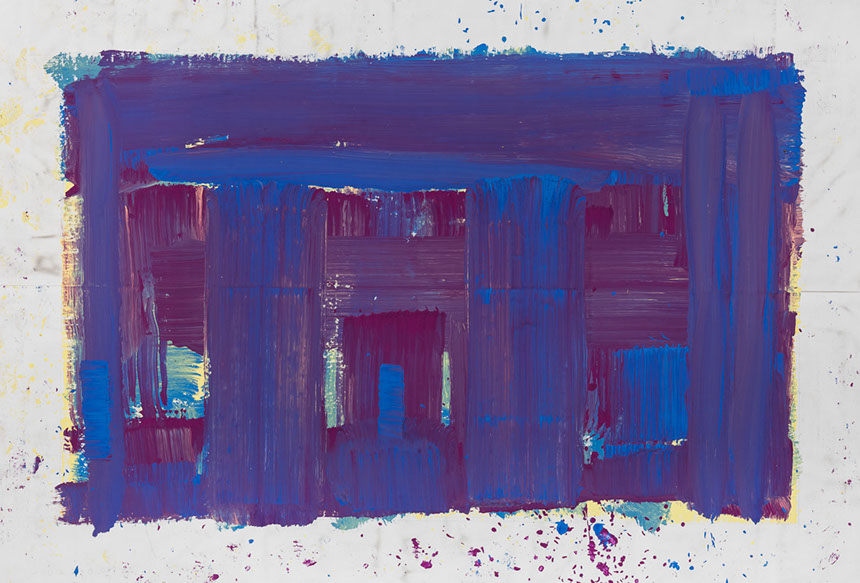 Ulrich Reimkasten, Palast 2, 2015, Pigmente, Acryl, Leim auf Leinwand, 190 x 280 cm, Rot-Gelb-Blau [2/33], Repro: Jule Roehr