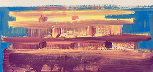 Ulrich Reimkasten, Palast 5, 2015, Pigmente, Acryl, Leim auf Leinwand, 135 x 220 cm, Rot-Gelb-Blau [5/33], Repro: Jule Roehr