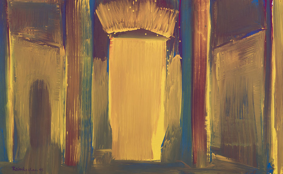 Ulrich Reimkasten, Raum 9, 2015, Pigmente, Acryl, Leim auf Leinwand, 95 x 155 cm, Rot-Gelb-Blau [17/33], Repro: Jule Roehr