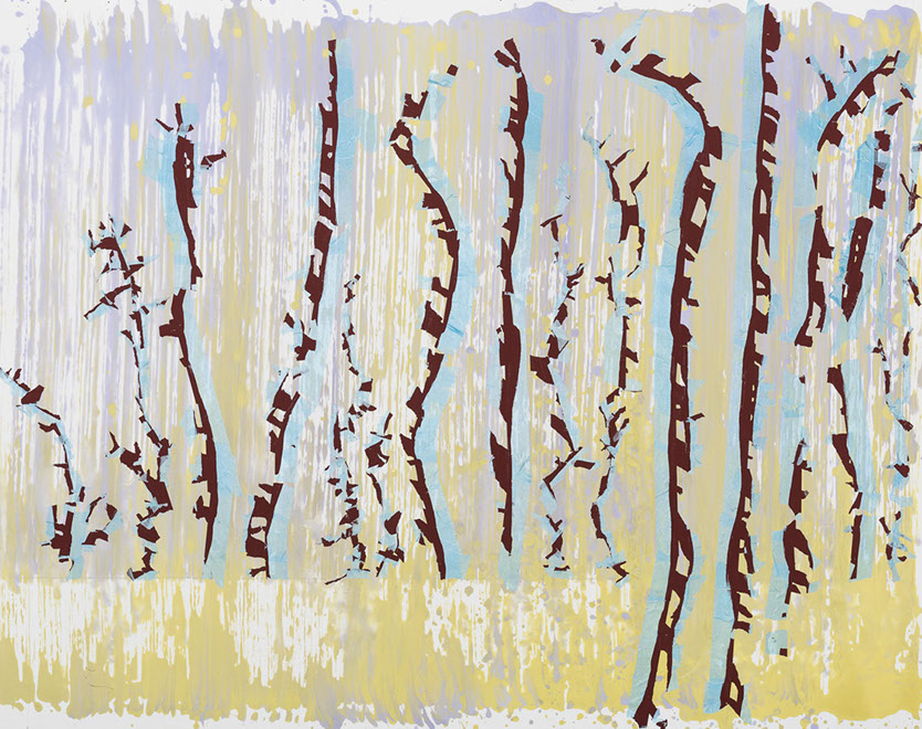 Ulrich Reimkasten, Überwachsung 1, 2015, Pigmente, Acryl, Leim, Klebeband bemalt auf Leinwand, 95 x 120 cm, Gewebte Bilder 2015 [3/4], Repro: Ju