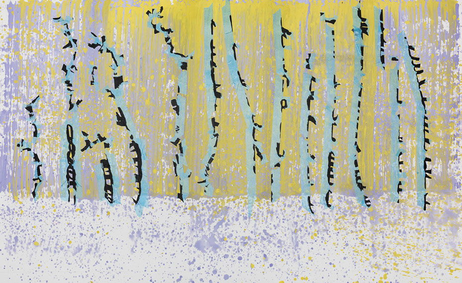 Ulrich Reimkasten, Überwachsung 2, 2015, Pigmente, Acryl, Leim, Klebeband bemalt auf Leinwand, 95 x 155 cm, Gewebte Bilder 2015 [4/4], Repro: Ju