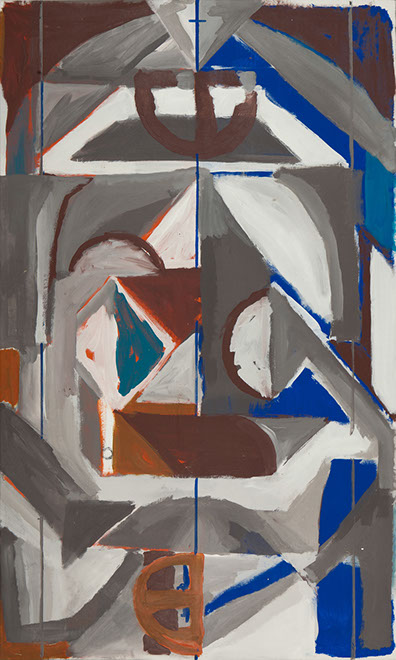 Ulrich Reimkasten, Raum 15, 2015, Pigmente, Acryl, Leim auf Leinwand, 155 x 95 cm, Rot-Gelb-Blau [23/33], Repro: Jule Roehr