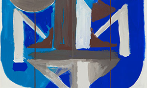 Ulrich Reimkasten, Raum 15, 2015, Pigmente, Acryl, Leim auf Leinwand, 155 x 95 cm, Rot-Gelb-Blau [23/33], Repro: Jule Roehr