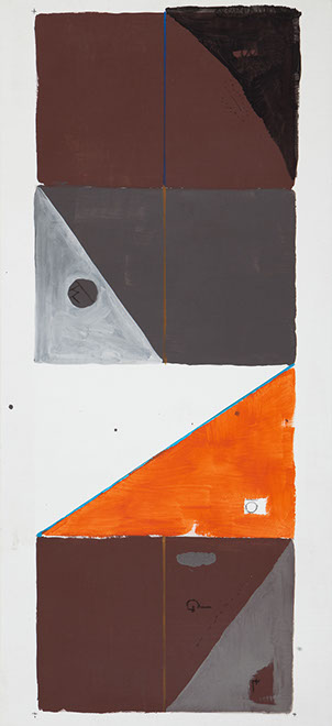 Ulrich Reimkasten, Raum 15, 2015, Pigmente, Acryl, Leim auf Leinwand, 155 x 95 cm, Rot-Gelb-Blau [23/33], Repro: Jule Roehr