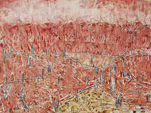 Ulrich Reimkasten, Rodungen, 1996, Pigmente, Kirschgummi, Kohlezeichnung auf Bütten, 78 x 105 cm, Repro: Susanne Mundt
