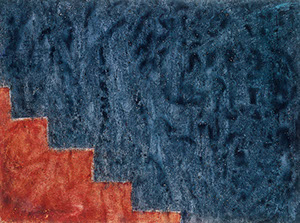 Ulrich Reimkasten, Rote Treppe, 1996, Pigmente, Kirschgummi auf Bütten, 78 x 105 cm, Repro: 
