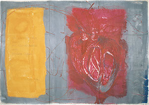Ulrich Reimkasten, Herz – Blei – Sonne, 1997, Pigmente, Acryl, Leim auf Karton in Bögen, Repro: Thomas Richter