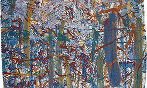 Ulrich Reimkasten, Waldstück, 1997, Pigmente, Acryl, Leim auf transparentem Papier, mit Klebestreifen montiert, 210 x 180 cm, Repro: Susanne Mun