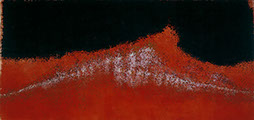 Ulrich Reimkasten, Schädelgerüst, 2002, Pigmente, Acryl, Leim, Quarzmehl auf ungrundierter Jute, 195 x 410 cm, Tzolkin [1/17], Repro: Thomas Ric