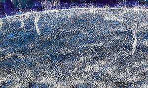 Ulrich Reimkasten, Blaue Sonne I, 2005, Pigmente, Acryl, Leim auf Jute, 170 x 410 cm, Tzolkin [10/17], Repro: Joachim Blobel