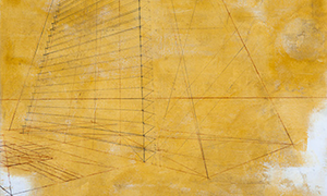 Ulrich Reimkasten, Sonne nach Mond, 2005, Pigmente, Acryl, Leim auf Leinwand, Kohlezeichnung, 185 x 200 cm, Tzolkin [8/17], Repro: Joachim Blobe