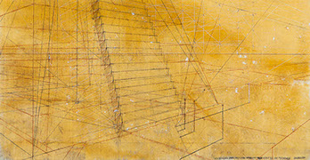 Ulrich Reimkasten, Sonnenuhr für Benedict XVI., 2005, Pigmente, Acryl, Leim auf Leinwand, Kohlezeichnung, 135 x 260 cm, Tzolkin [9/17], Repro: J