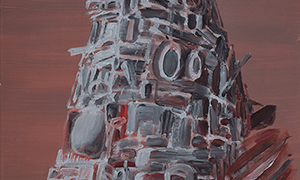 Ulrich Reimkasten, Babel I, 2008, Pigmente, Acryl, Leim auf Leinwand, 130 x 110 cm, Türme [1/4], Repro: Joachim Blobel
