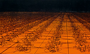 Ulrich Reimkasten, Die große Krabbelei, 2008, Pigmente, Acryl, Leim auf Leinwand, Kohlezeichnung, 93 x 210 cm, Natürliche Räume [2/4]