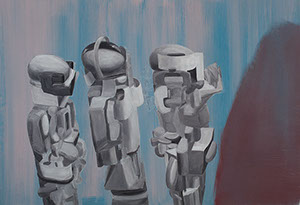 Ulrich Reimkasten, Die Spezialisten, 2008, Pigmente, Acryl, Leim auf Leinwand, 110 x 160 cm, Cyborgs [3/5], Repro: Joachim Blobel