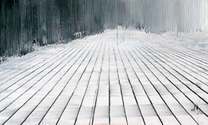 Ulrich Reimkasten, Schwarze Wand - Der Vorhang ist gefallen, 2008, Pigmente, Acryl, Leim, Kohle auf Leinwand, 70 x 210 cm, Natürliche Räume [4/4