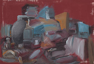 Ulrich Reimkasten, Scout in einer verfallenen Fabrik, 2008, Pigmente, Acryl, Leim auf Leinwand, 110 x 160 cm, Cyborgs [5/5], Repro: Joachim Blob