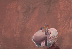 Ulrich Reimkasten, Scout, 2008, Pigmente, Acryl, Leim auf Leinwand, 110 x 160 cm, Cyborgs [4/5], Repro: Joachim Blobel