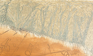 Ulrich Reimkasten, Waldrand, 2008, Pigmente, Acryl, Leim auf Leinwand, 70 x 210 cm, Natürliche Räume [3/4], Repro: Joachim Blobel