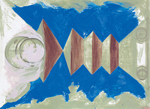 Ulrich Reimkasten, Krafteinwirkung Blau, 2009, Pigmente, Acryl, Leim auf Leinwand, 160 x 220 cm, Verformungen [5/5], Repro: Joachim Blobel