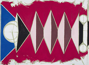 Ulrich Reimkasten, Krafteinwirkung Rot, 2009, Pigmente, Acryl, Leim auf Leinwand, 165 x 225 cm, Verformungen [3/5], Repro: Joachim Blobel