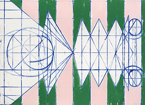 Ulrich Reimkasten, Krafteinwirkung Streifen, 2009, Pigmente, Acryl, Leim auf Leinwand, 160 x 220 cm, Verformungen [4/5], Repro: Joachim Blobel